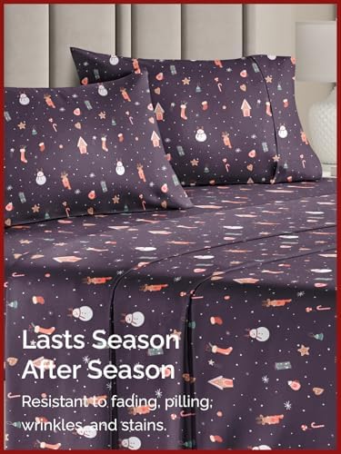 Christmas Sheet Set, Christmas Night, Holiday Xmas Bedding Set - Full Size