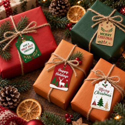 Christmas Gift Tags - 60 PCS Gift Tags for Christmas Presents with String
