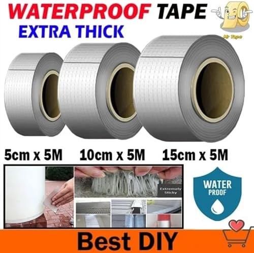 Waterproof Tape Butyl Tape Aluminum Foil Tape Butyl Tape Extra Thick god kvalitet Tape Anti Leakage Super Professional Aluminum Foil Adhesive Butyl Tapes Crack Repair for Wall Roof Pipe(10cm X 5 Meter