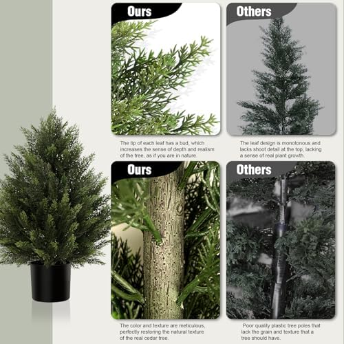 Vitalismo 2FT Artificial Cedar Trees Set of 2 for Outdoor Front Porch