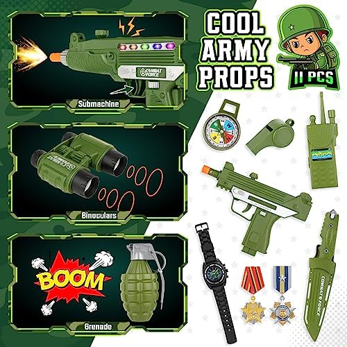 GIFTINBOX Army Costume for Boys, 15PCS Military Boys Halloween Costume