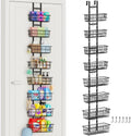 Hongtamoya 8 Tier Over The Door Organizer, Adjustable Hanging Door Organizer with 8 Wire Baskets 6 Hooks, Behind The Door Storage for Pantry Closet Bedroom Bathroom Cabinet Kitchen Laundry Room, Black