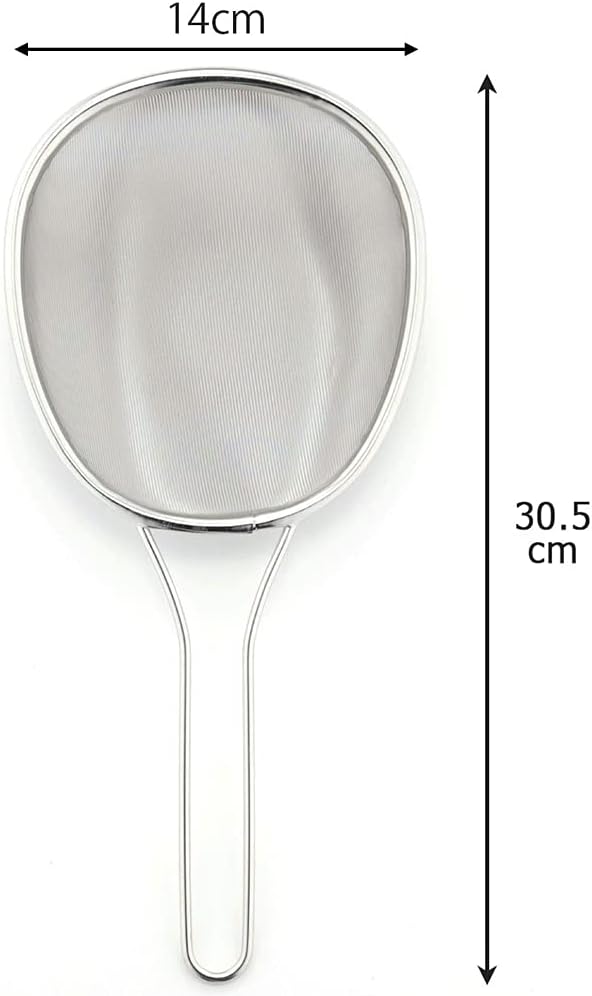Shimomura Planning 38614 Fine Soup Scoop Colander, Made in Japan, Dishwasher Safe, 200 Mesh, No Kitchen Paper Required, Oval Shape Along the Side of the Pot, Bonito Bonito, Stainless Steel,