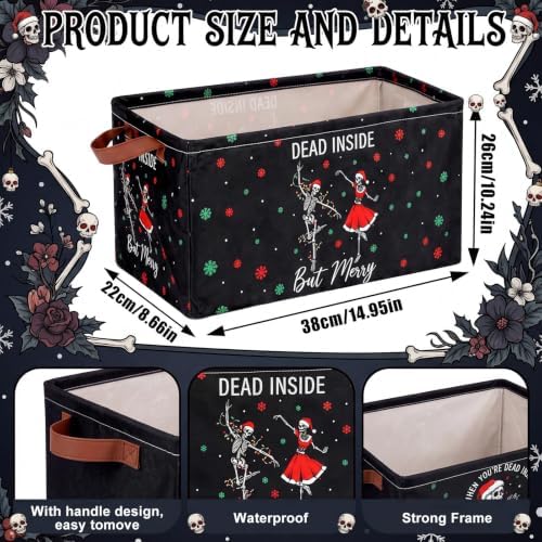 CHENGU 6 Pack Christmas Storage Bin Collapsible Christmas Skeleton Basket