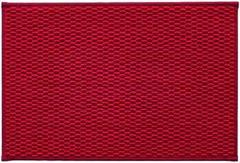 TYUU Christmas Bathroom Rugs Non Slip Washable, Super Absorbent Thin Bath Mat Small Quick Dry Low Pile Bathroom Rug, Red 16"x24"