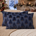 Allorry Christmas Pillow Covers 12x20 inch Set of 2 Navy Blue Christmas Decorations Soft Plush Faux Fur Wool Christmas Tree Throw Pillow Cases Winter Holiday Decor for Sofa Living Room PT002H12