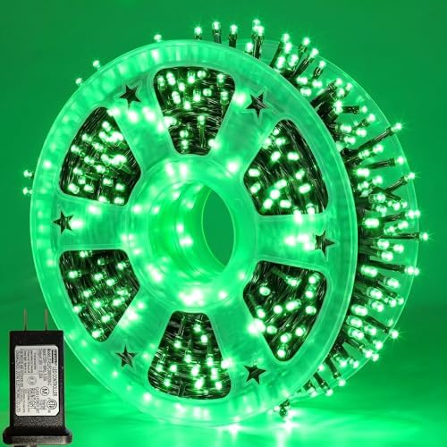 Pooqla 1000 LED Green Halloween Lights Outdoor String Lights, 328 ft