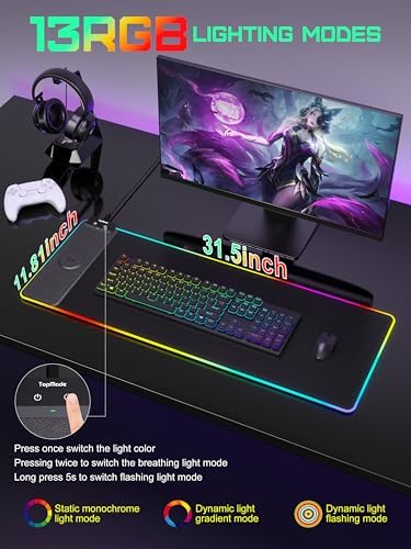 Mouse Pad with Wireless Charging, 31.5" x 11.81"XL Large Desk Mat