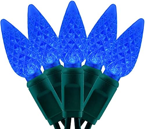 YULETIME 140 Blue C6 Christmas String Light, 2-Set 36 ft 70ct One-Piece LED