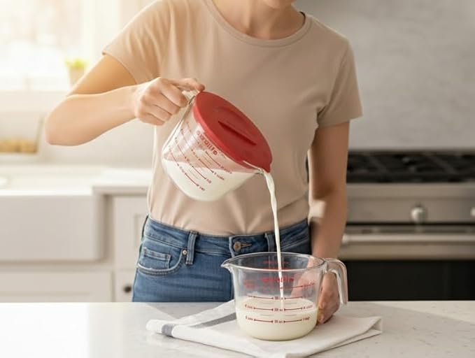 Auralite 8-Cup Borosilicate Glass Measuring Cup with Lid, 2 Quart, 2 Litre Large Glass Measuring Cup - Kitchen Mixing Bowl Liquid Measure Cups Glass Bakeware Set, Punch Bowl, Batter Bowl, 2Qt, 2L