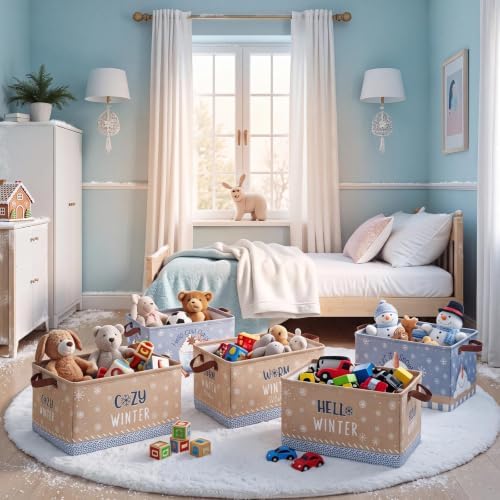 CHENGU 6 Pack Winter Storage Bin Collapsible Winter Christmas Basket