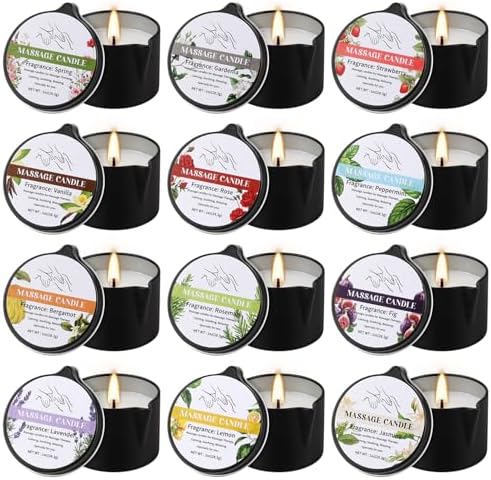 12pcs Massage Oil Candle,Moisturising Natural Soybeans Gift Sets