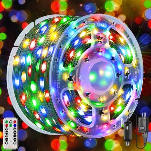 Ollny 198FT 600LED Outdoor Christmas Lights with Remote, 8 Modes Multicolor