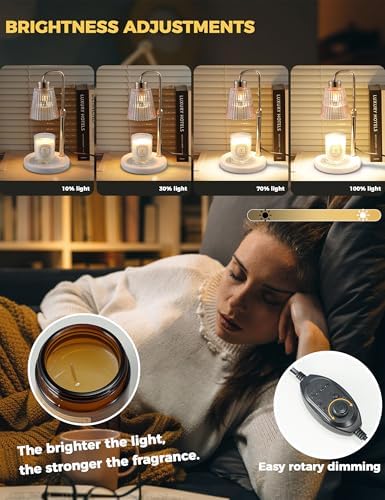 Marble Candle Warmer Lamp White with Cycle Timer, Dimmable Wax Melt Warmer