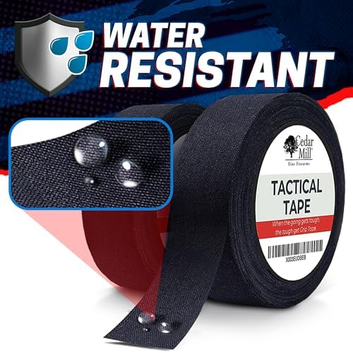 Cedar Mill Magazine Gun Tape 2-Pack Regular + 2-Pack Sticky – Water-Resistant Gun Grip Tape for Rifles, Pistols & Shotguns – Non-Reflective, No Residue, Durable Poly Cotton Wrap – 4-Pack