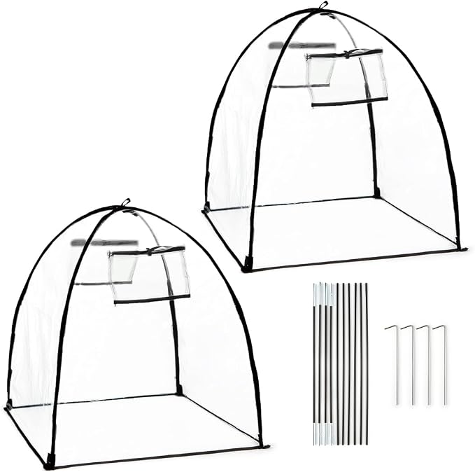 Plant Covers Freeze Protection, Clear Outdoor Garden Frost Cover, Plant Protectors from Animals, Garden cloches for Plants, Potted Fruit min Greenhouse(Transparent,2-Pack)