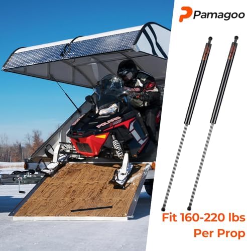 SF440M200 44 inch 200Lb Gas Struts, 44" Spring Shock Lift Support for Snowmobile Trailer Heavy Floor Hatch Heavy-Duty Sled Trailer Tonneau Cover Trap Door with 13MM Ball Stud, Qty 2
