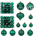 Christmas Tree Balls Ornaments Set, 48 Pcs Shatterproof Plastic Decorative Baubles Shiny Hanging Ball Ornaments for Xmas Tree Holiday Party Wedding Decoration, Emerald Green