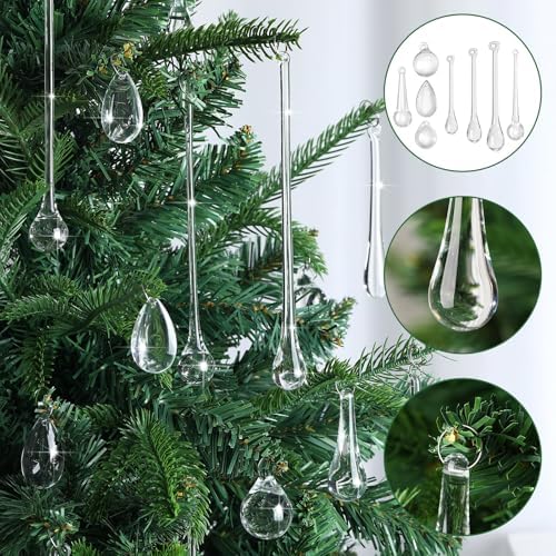 Vercraft 60 Pcs Clear Glass Christmas Ornaments for Christmas Tree