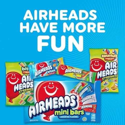 Airheads Mini SOURS Candy Bars, Variety Pack, 10 Ounce Bag (Pack of 8)