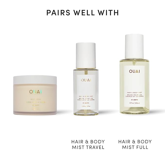 OUAI Body Cream, St. Barts - Hydrating Whipped Body Cream with Cupuaçu Butter, Coconut Oil and Squalane - Softens Skin and Delivers Healthy-Looking Glow - Sulfate-Free Skin Care (7.5 Oz)