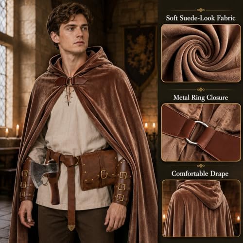 Renaissance Costume for Men, Viking Cloak Set, Ren Faire Halloween