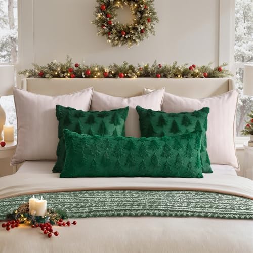 MIULEE Christmas Throw Pillow Cover Dark Green 14x36 Lumbar Body