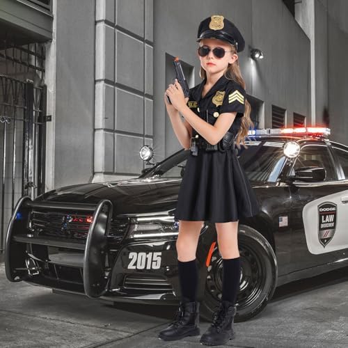 Girls Police Officer Costume Kids for Halloween with Accessories