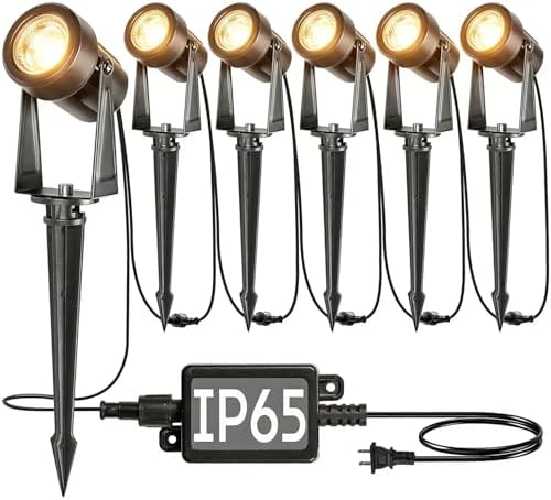 SUNTHIN 6 Pack Outdoor Landscape Lights with Transformer, LED Spotlights
