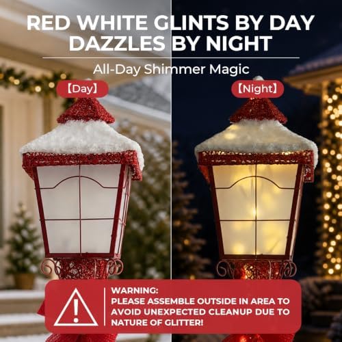 60 Inch 3D Lamp Post Lighted Outdoor Christmas Decoration Wine Red