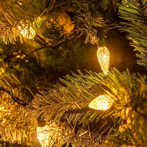 AWQ 300LED 108 FT C6 Christmas String Lights Plug in Warm White Decorations