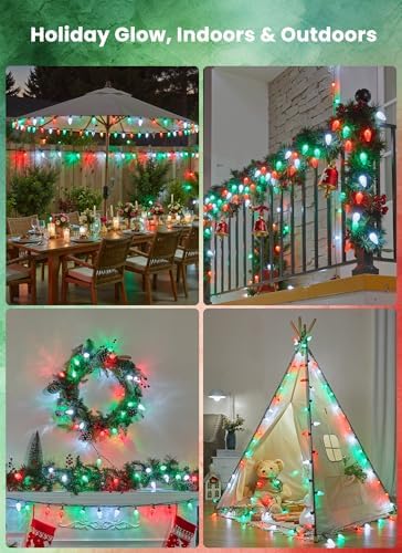 C9 Christmas Lights Outdoor, 114FT 150LED C9 String Lights, Timer & 8 Modes