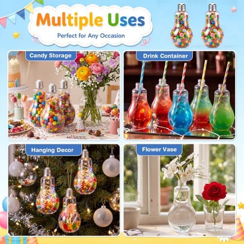 Tessco for you 36 Pcs 10.8 Oz/ 320 ml Plastic Light Bulb Jars, Sliver