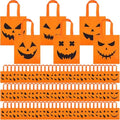 Sweetude 120 Pcs Pumpkin Tote Bags with Handle Bulk Halloween Trick Treat
