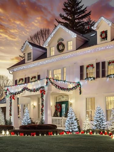 Solar Christmas Lights Outdoor 6 Pack 228FT 600LED String Lights Cool White