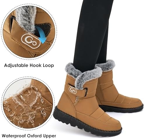 Ablanczoom Womens Winter Snow Boots with Warm Fur Lining Comfortable Booties Non Slip Waterproof Outdoor Shoes