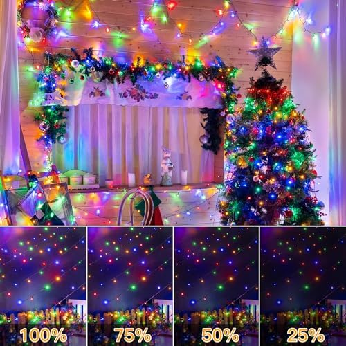 Ollny Christmas Lights, 500LED 164FT Long Christmas Tree Lights with 8 Modes Remote Timer IP44 Waterproof, Outdoor Christmas Lights for Tree House Yard Outside Xmas Decorations Multicolor