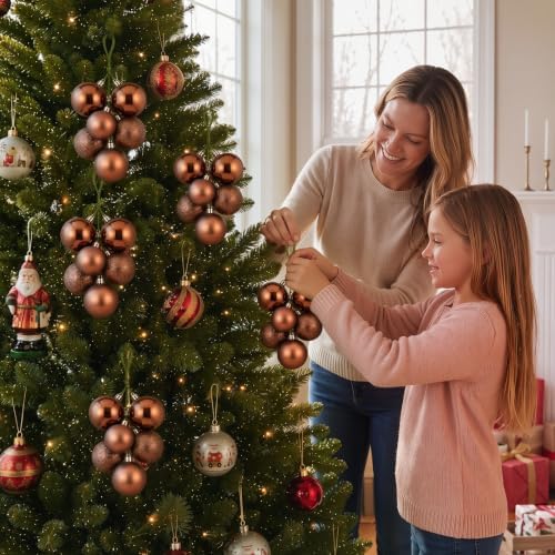 Roowest 4 Sets Large Brown Glitter Christmas Ball Clusters Ornaments Decor