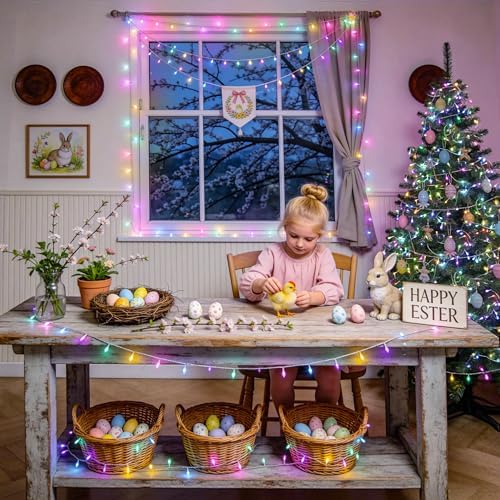 JMEXSUSS 168ft 600 LED Easter Lights Outdoor Indoor Clear Wire