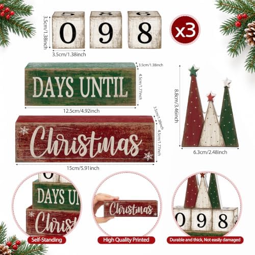 Moucuny 6 Pcs Christmas Countdown Decorations, Christmas Table Decor Home