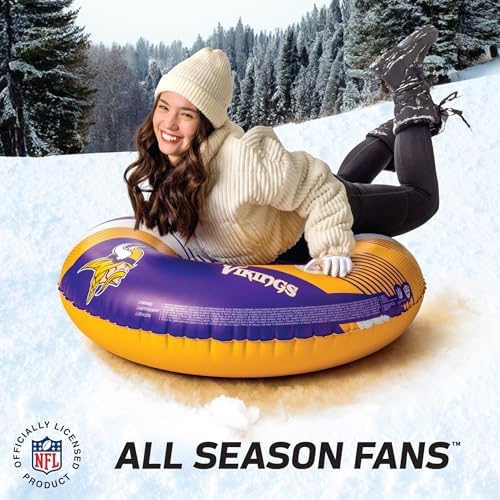 Big Mouth Inc NFL Snow Tube, Heavy Duty Inflatable Snow Sled for Winter Tubing, Ride-On Snow Tube with Handles for Kids and Adults, Outdoor Winter Fun and Football Fan Gifts