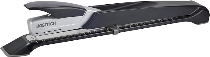 Bostitch Office Booklet Stapler - One Finger, No Effort, Spring Powered, Long Reach Stapler - Silver (1610)