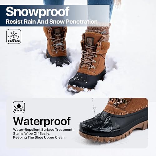 FREE SOLDIER Women's Waterproof Winter Cold Weather Snow Boots for Women Outdoor Fashion Duck Boots Comfortable Insulated
