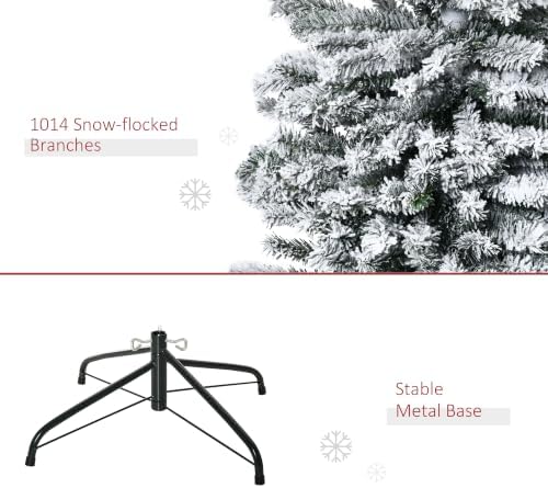 HOMOM 9ft Flocked Christmas Tree Pencil Artificial Xmas Tree Faux Snow
