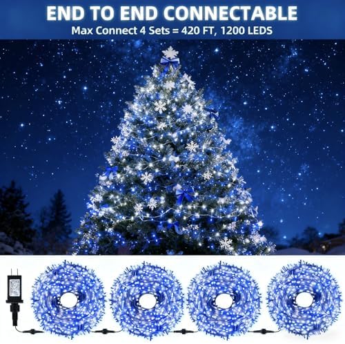 MZD8391 105FT 300LED Christmas Light, Christmas Tree Light, Blue White