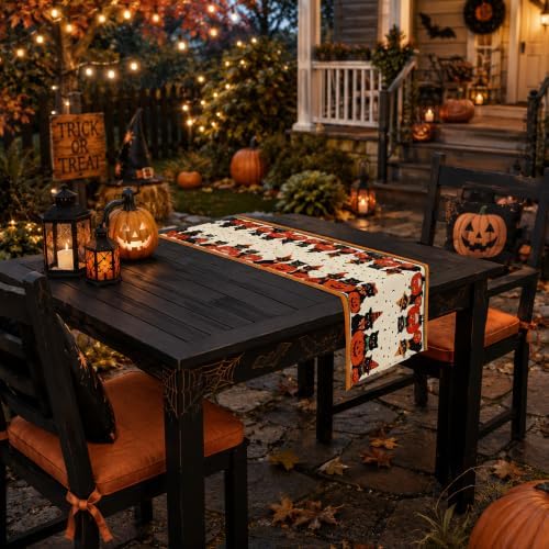 Halloween Decorations - Retro Halloween Table Runner for Home Party Decor