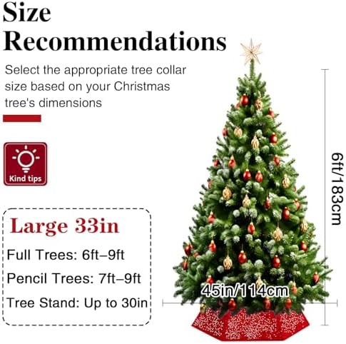 XmasExp Christmas Tree Collar, 33.5 inch Sequin Tree Skirt Stand Base Cover for Home Decor, Large Size 6 Piece, Blue