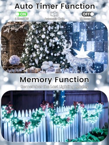 2 Pack 200 LED Battery Operated Christmas Lights, String Lights Cool White