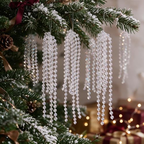 DIYDEC 18PCS Christmas Tree String Ornaments 6in Glitter Hanging Decor