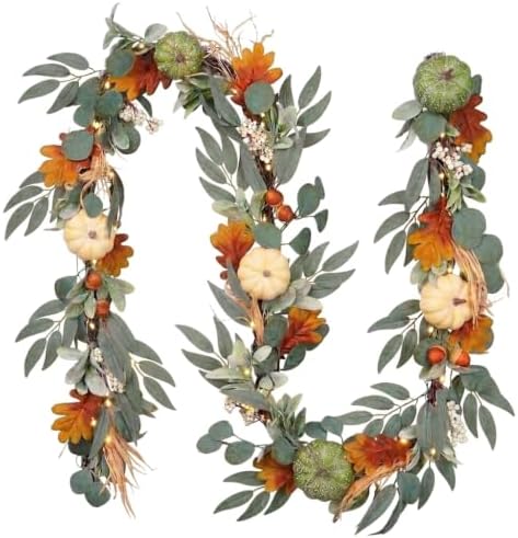 Valery Madelyn 9ft Fall Garland for Mantle with Pumpkins